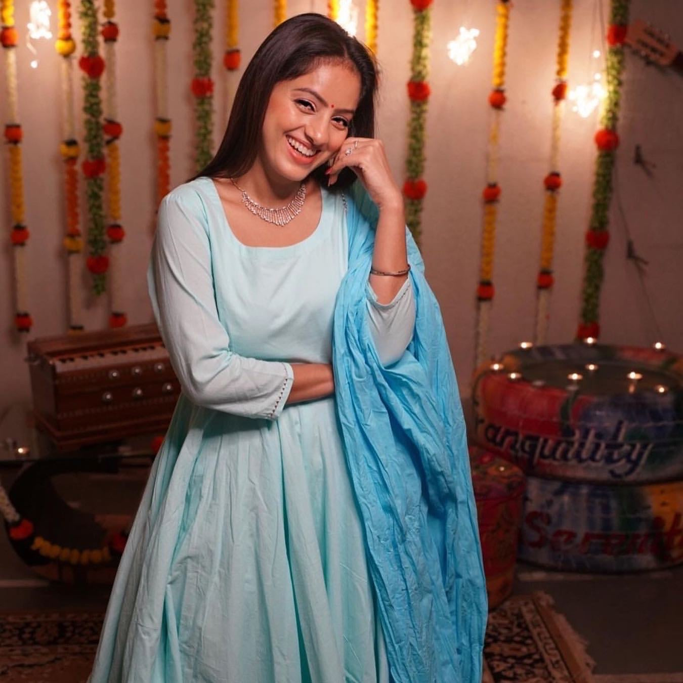 Women's Soothing Sea Cotton Anarkali Set