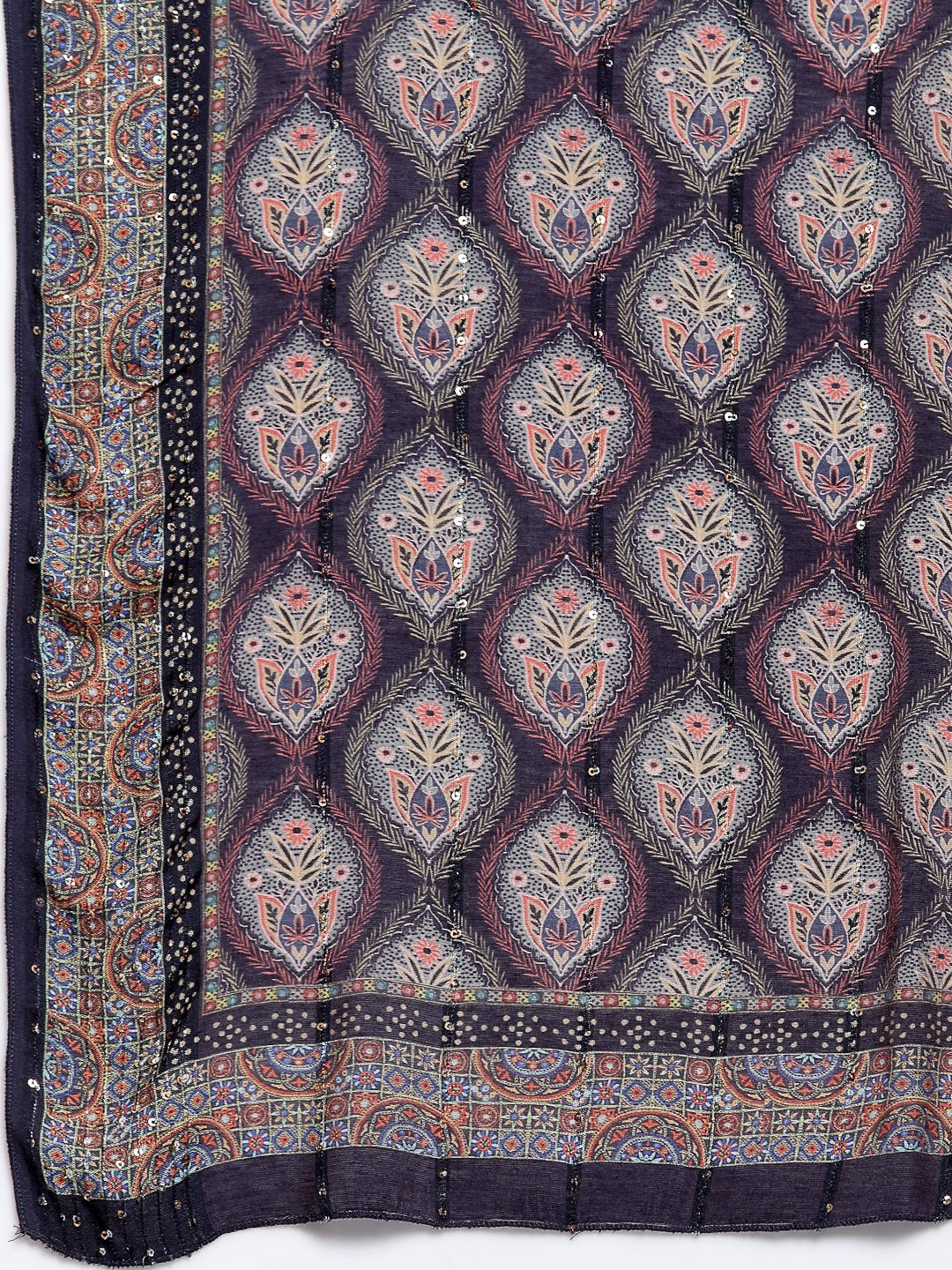 Women Purple Kurta with Printed dupatta Set by Myshka