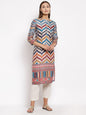 Women Multicoloured Silk Printed Kurta by Myshka (