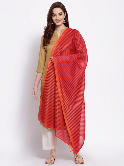 Women's Red Cotton Silk Printed Casual Dupatta