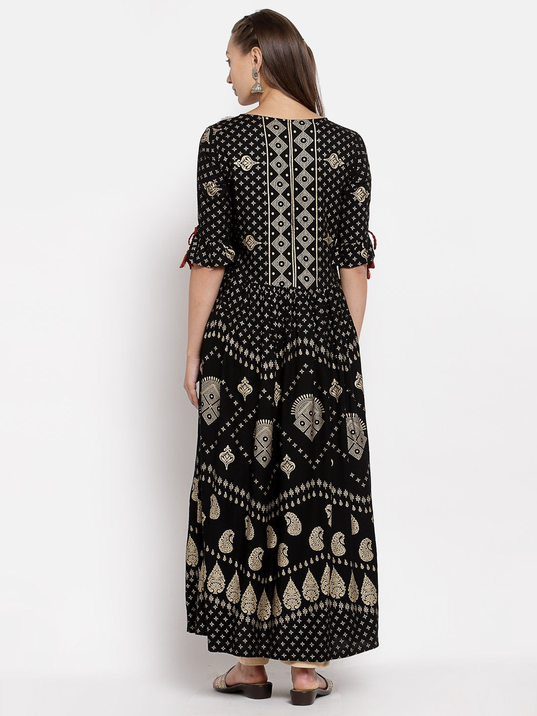 Women Black Printed Dress by Myshka (