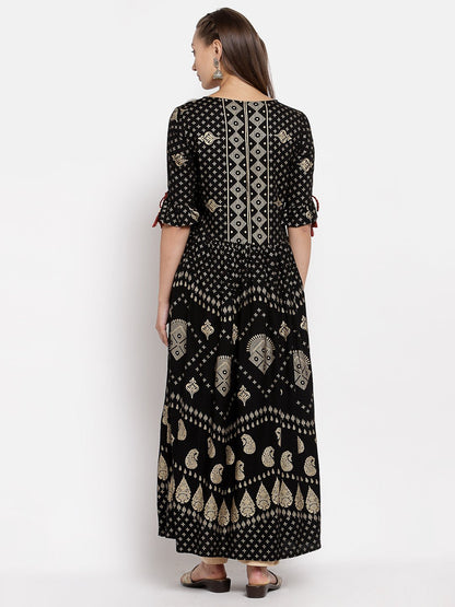 Women Black Printed Dress by Myshka (