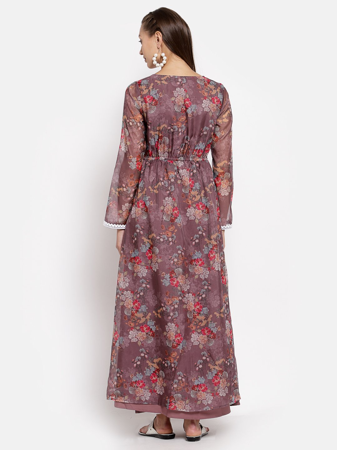 Women Purple Organza Printed Dress by Myshka (