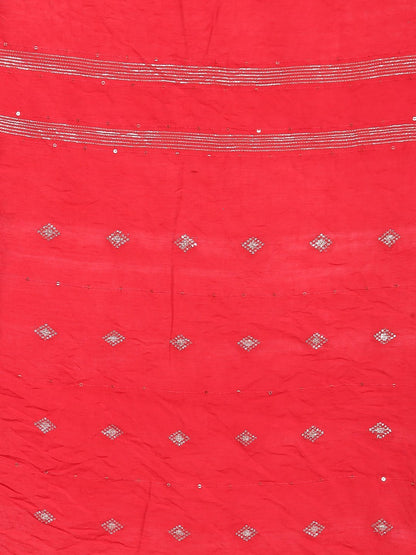 Women's Red Cotton Silk Printed Casual Dupatta