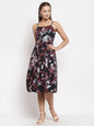 Women Black Floral Dress by Myshka (