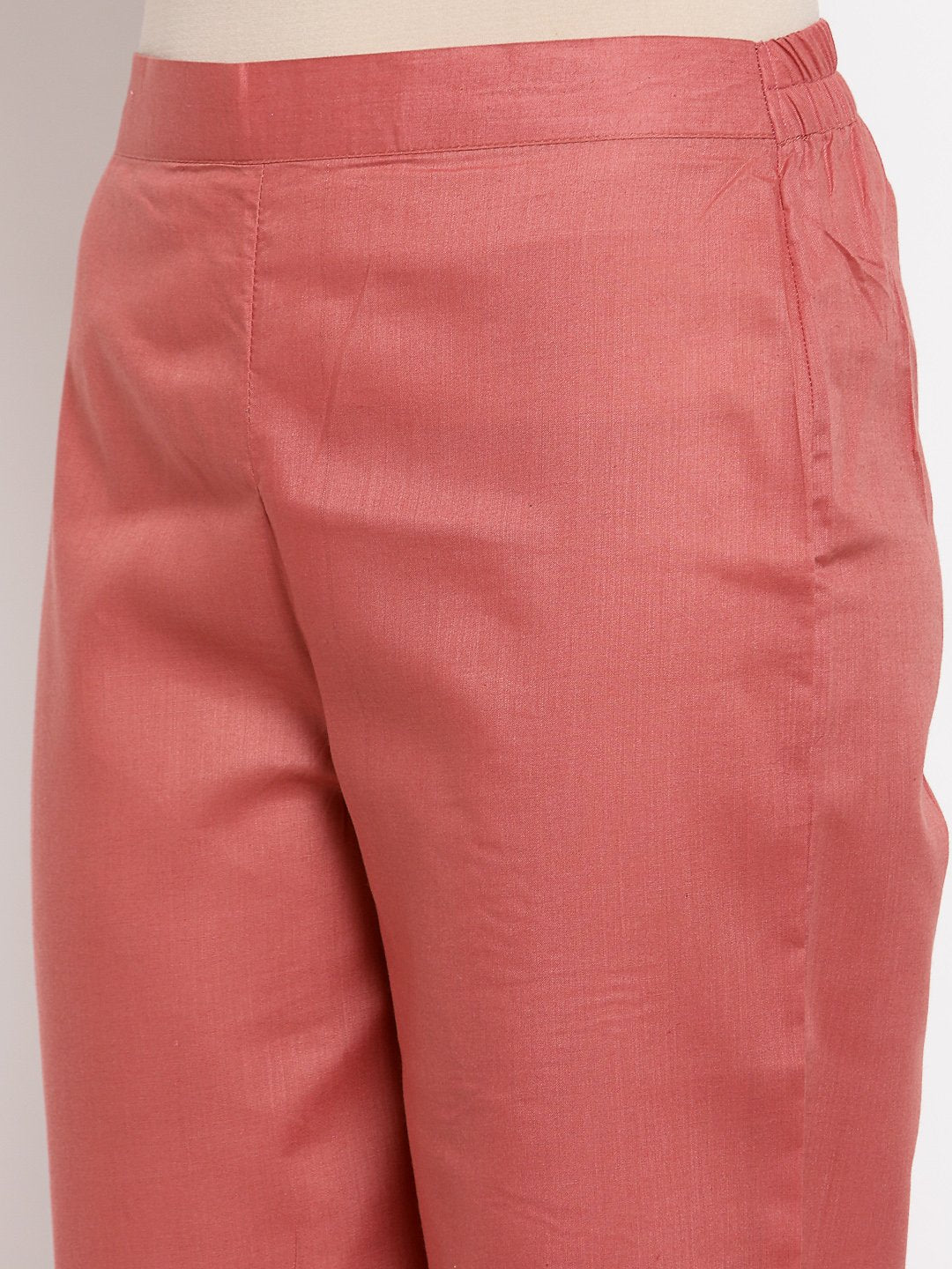 Women's Maroon Cotton Solid Casual Trouser
