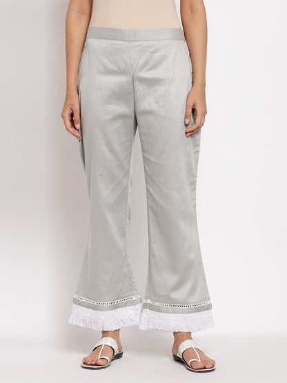 Women Grey Cotton Trouser by Myshka (