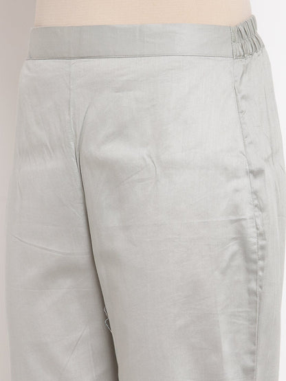 Women Grey Cotton Trouser by Myshka (