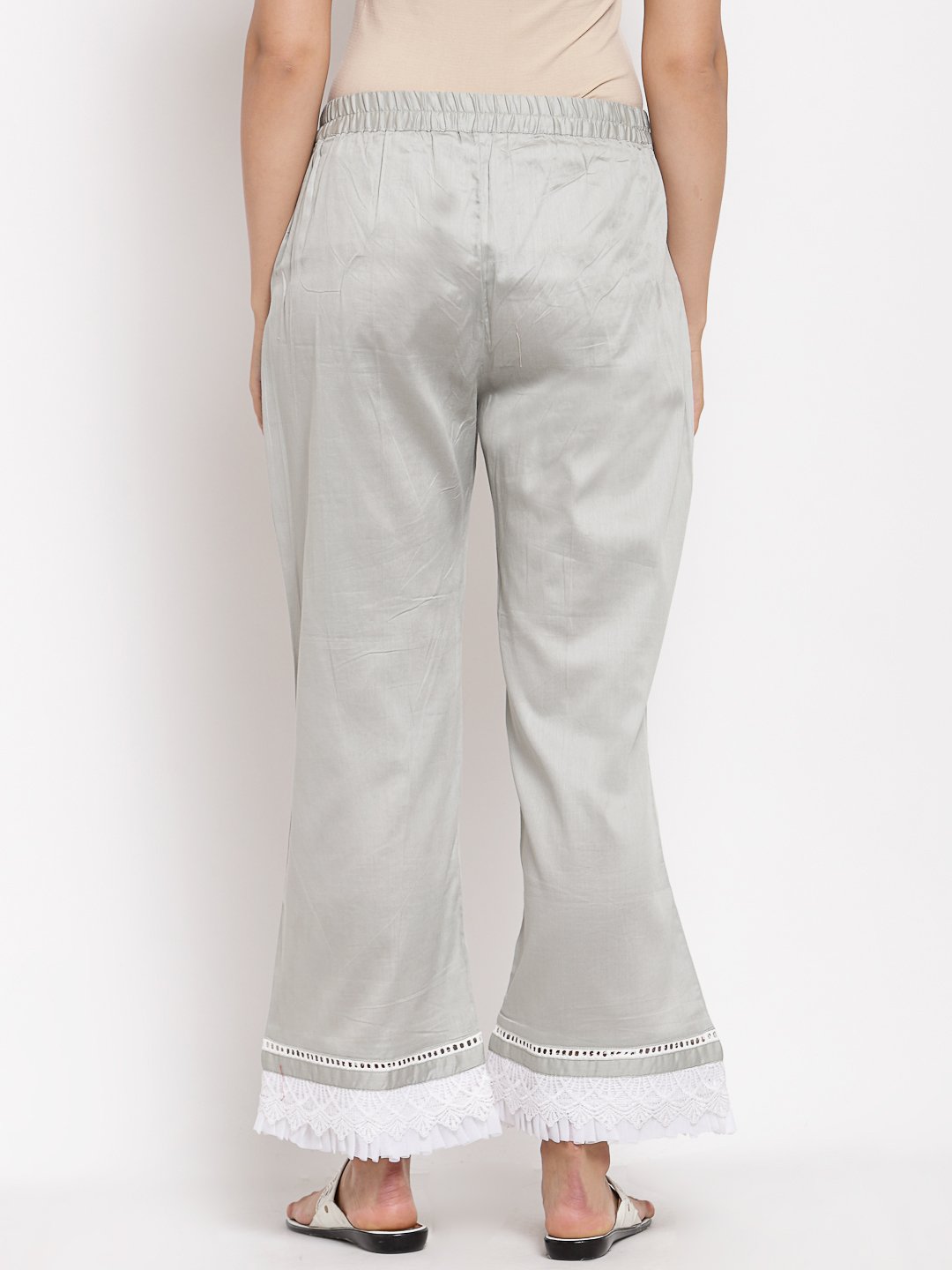 Women Grey Cotton Trouser by Myshka (