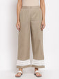 Women's Grey Cotton Solid Casual Trouser