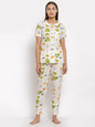 Women's Multi Cotton Printed Half Sleeve Collar Neck Casual Night suit