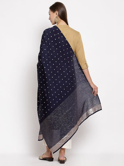 Women's Navy Blue Georgette Print Casual Dupatta