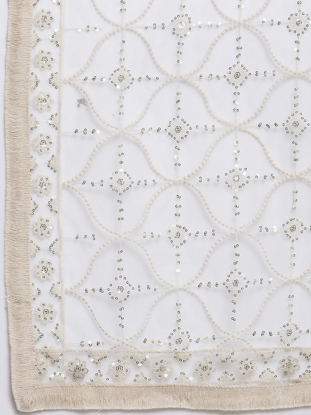 Women's White Net Solid Casual Dupatta