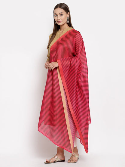 Women's Red Cotton Solid Casual Dupatta