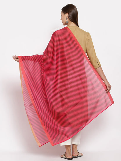 Women's Red Cotton Solid Casual Dupatta