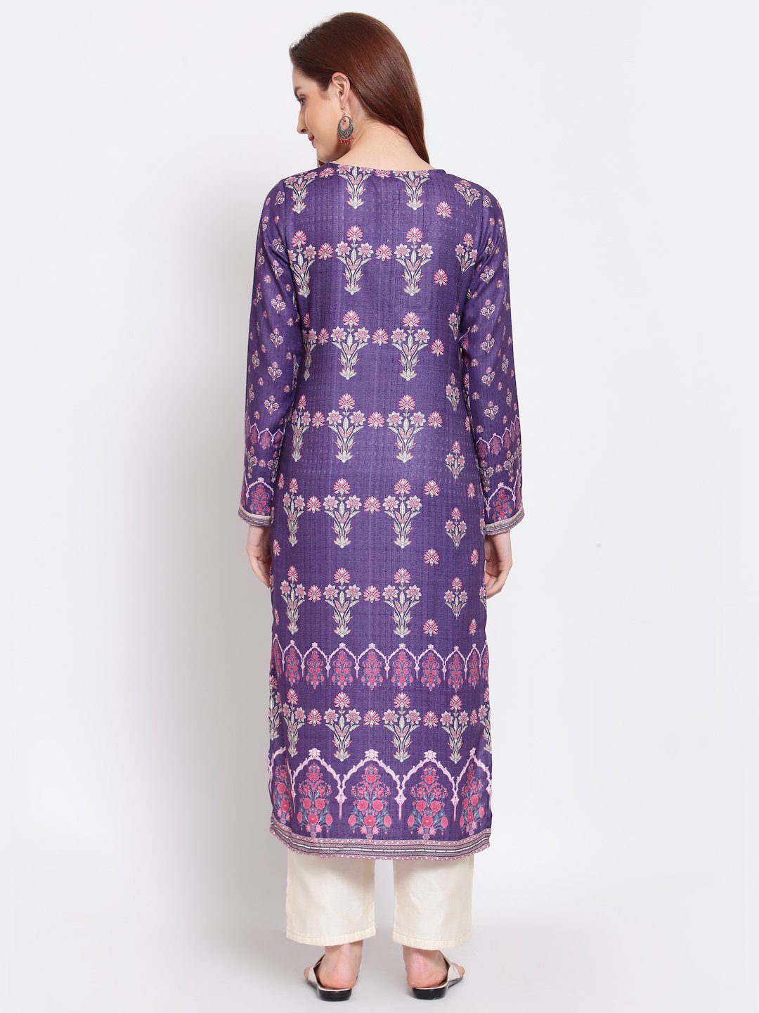 Women's Purple Printed Pashmeena Kurta by Myshka-
