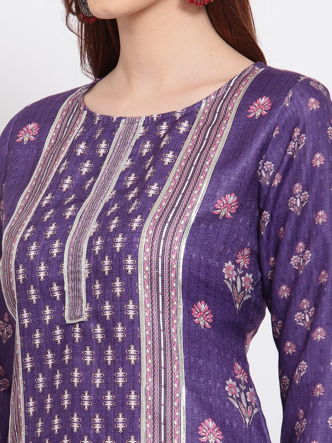 Women's Purple Printed Pashmeena Kurta by Myshka-