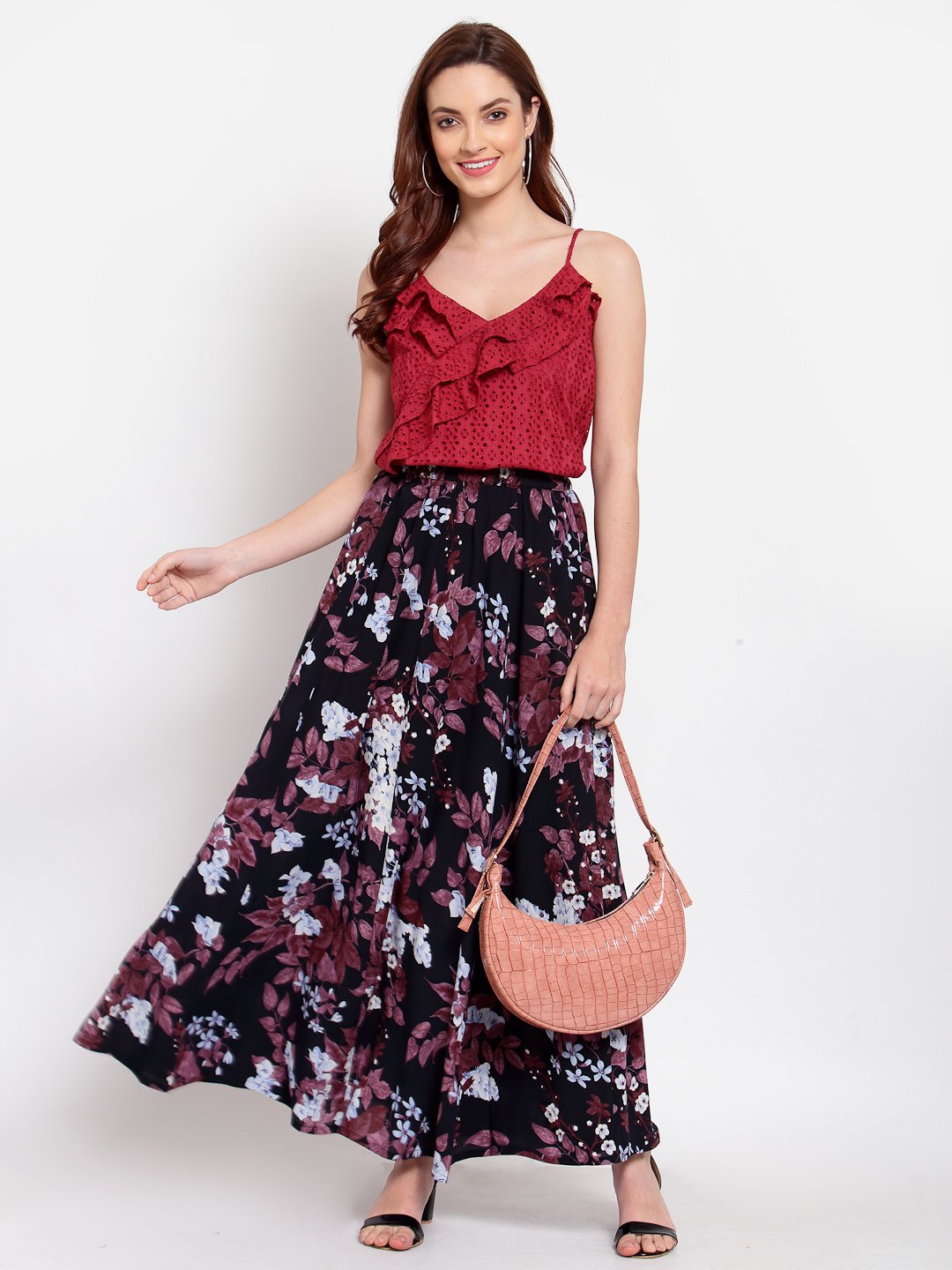 Women's Multi Printed Crepe Na Na Casual Skirt