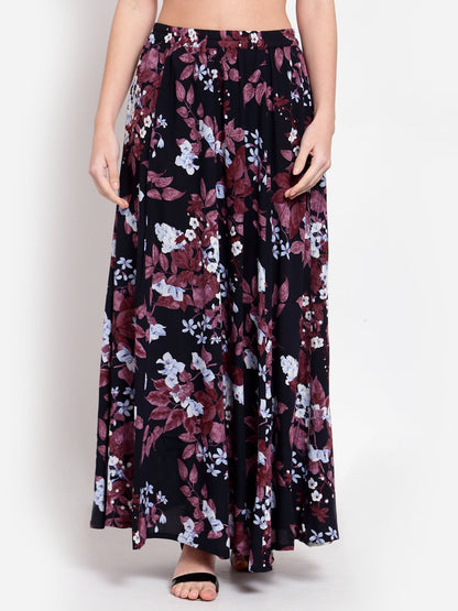 Women's Multi Printed Crepe Na Na Casual Skirt