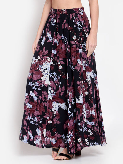 Women's Multi Printed Crepe Na Na Casual Skirt