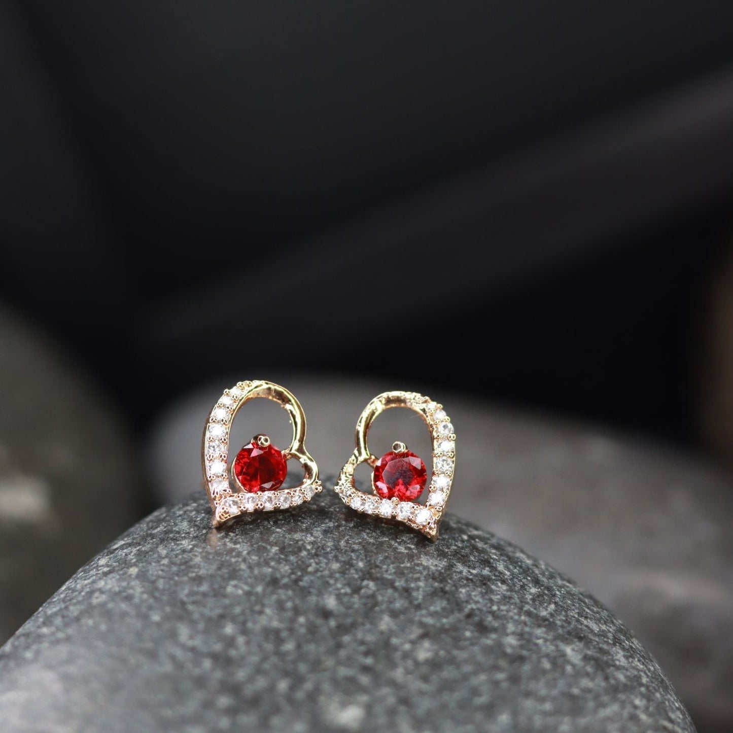 Women's I Jewels Valentine'S Special Rose Gold-Plated Heart Shaped Studs (E2972R)