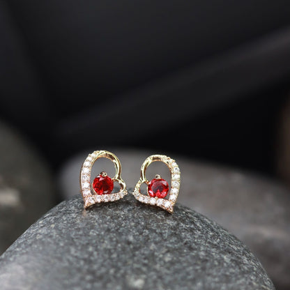 Women's I Jewels Valentine'S Special Rose Gold-Plated Heart Shaped Studs (E2972R)