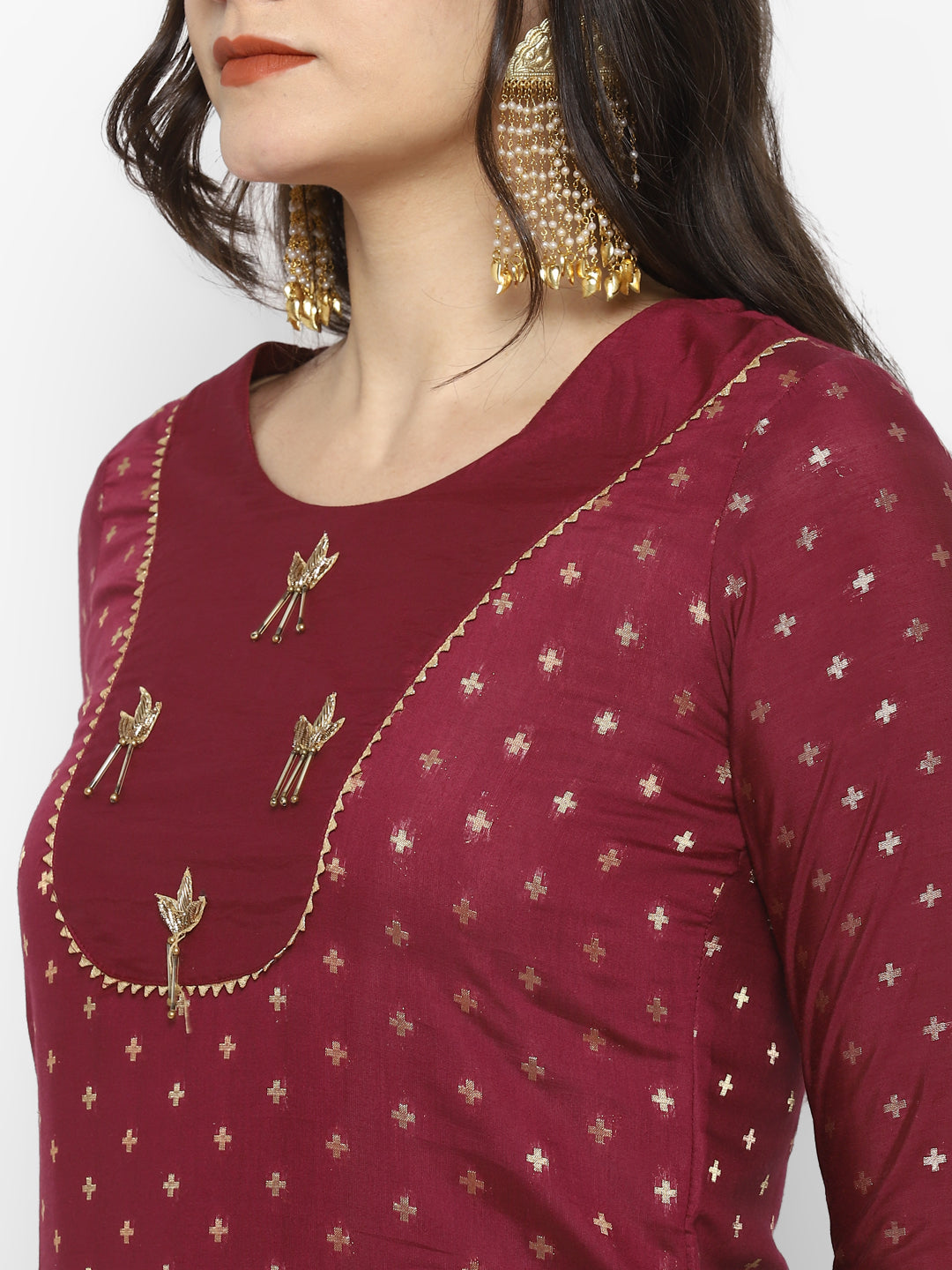 Women's Pink Color Chanderi Silk Embroidered Straight Kurta Palazzo With Dupatta