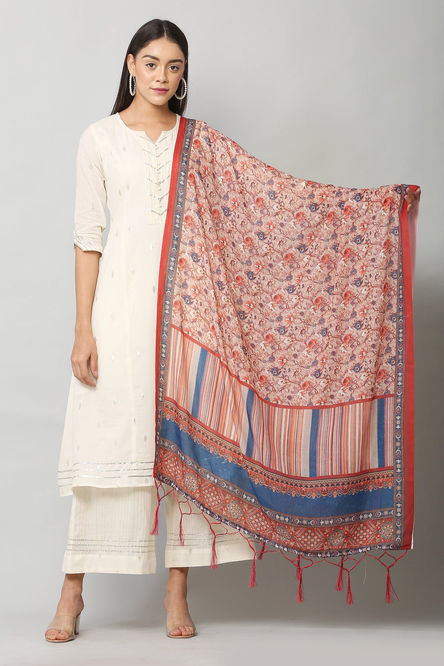 Women's Red Color Bandhani Digital Printed Dupatta