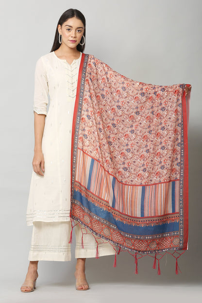 Women's Red Color Bandhani Digital Printed Dupatta
