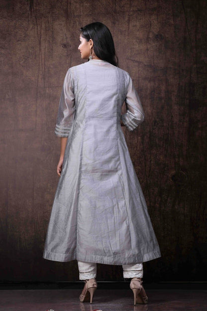Women's Chanderi Embellished Jacket Style 2 Piece Kurta