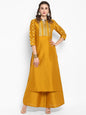 Women's Mustard Poly Silk Kurta With Palaz