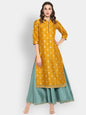 Women's Mustard Poly Silk Ethnic Anarkali Set