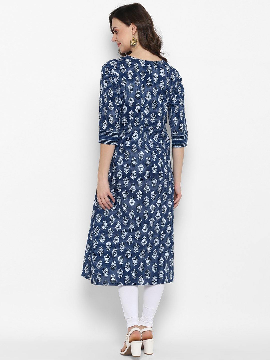 Women's Blue Cotton Kurta