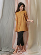 Women's Mustard Cotton Woven Design Gathered Product Type-Tops