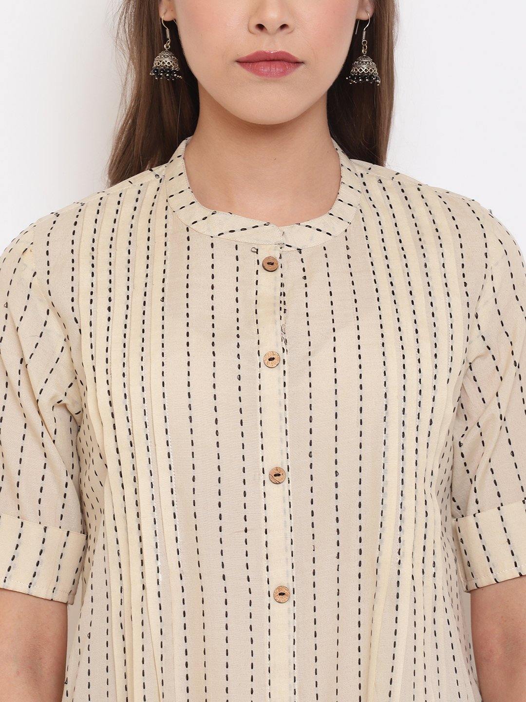 Women's Cream Cotton Top-J