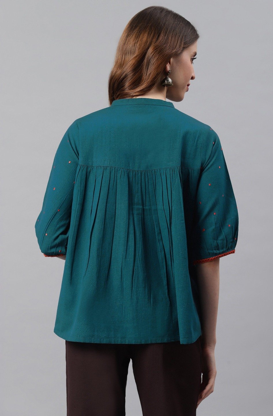 Women's Teal Cotton Flex T