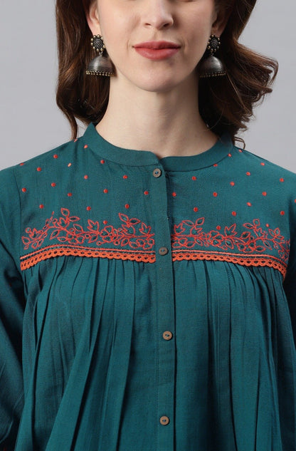 Women's Teal Cotton Flex T
