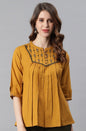 Women's Mustard Cotton Flex T