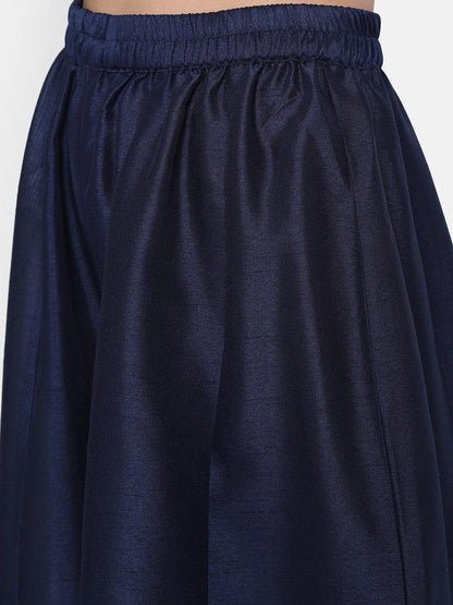 Women's Blue Poly Muslin Kurta With Palazzo And Dupat