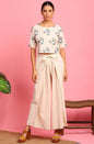 Women's Cream Cotton Flex Crop Top With Palaz