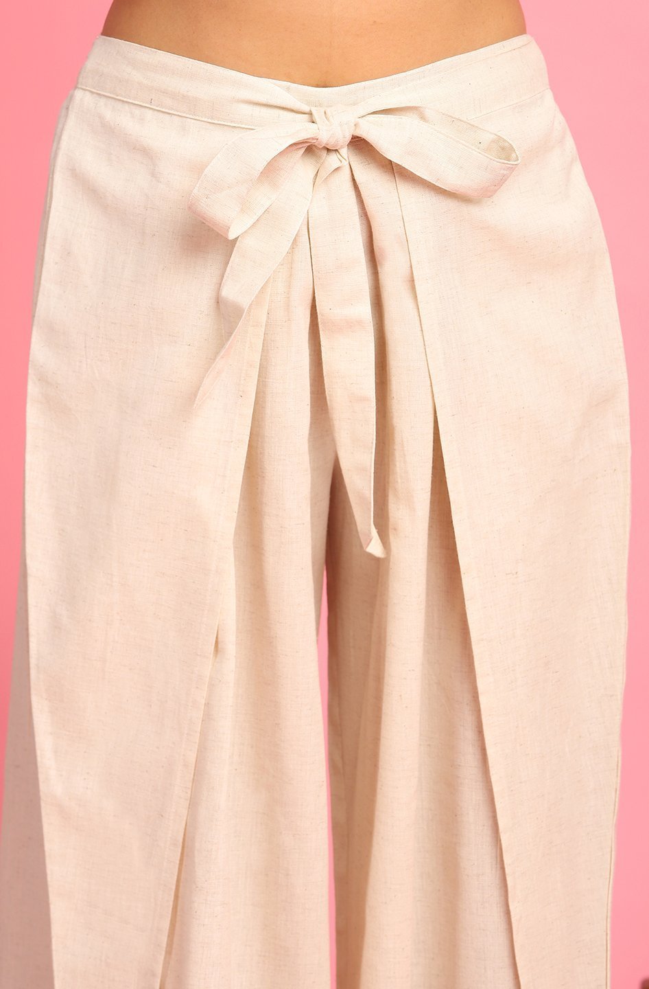 Women's Cream Cotton Flex Crop Top With Palaz