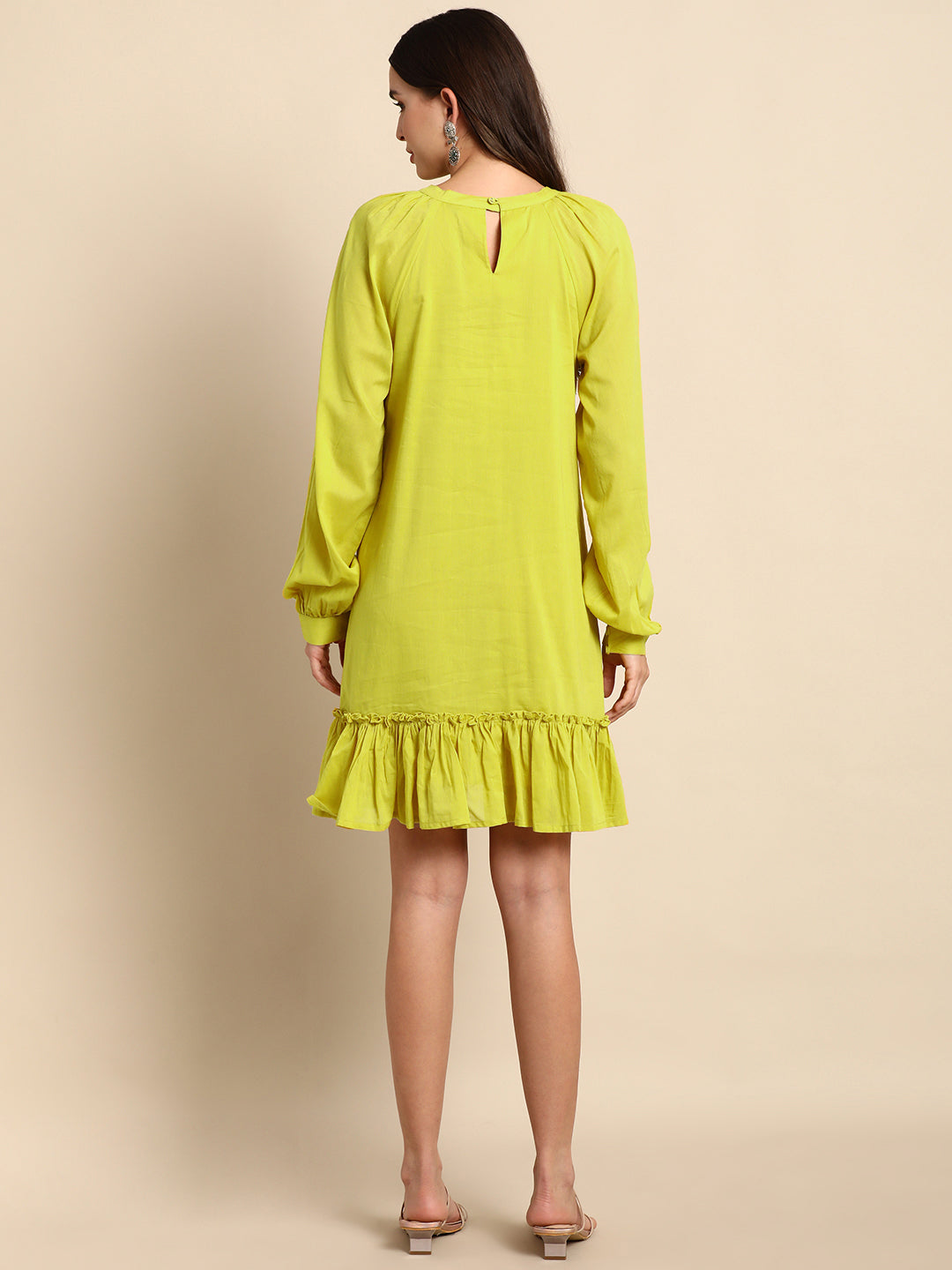 Women's Solid Mustard Cotton Dress