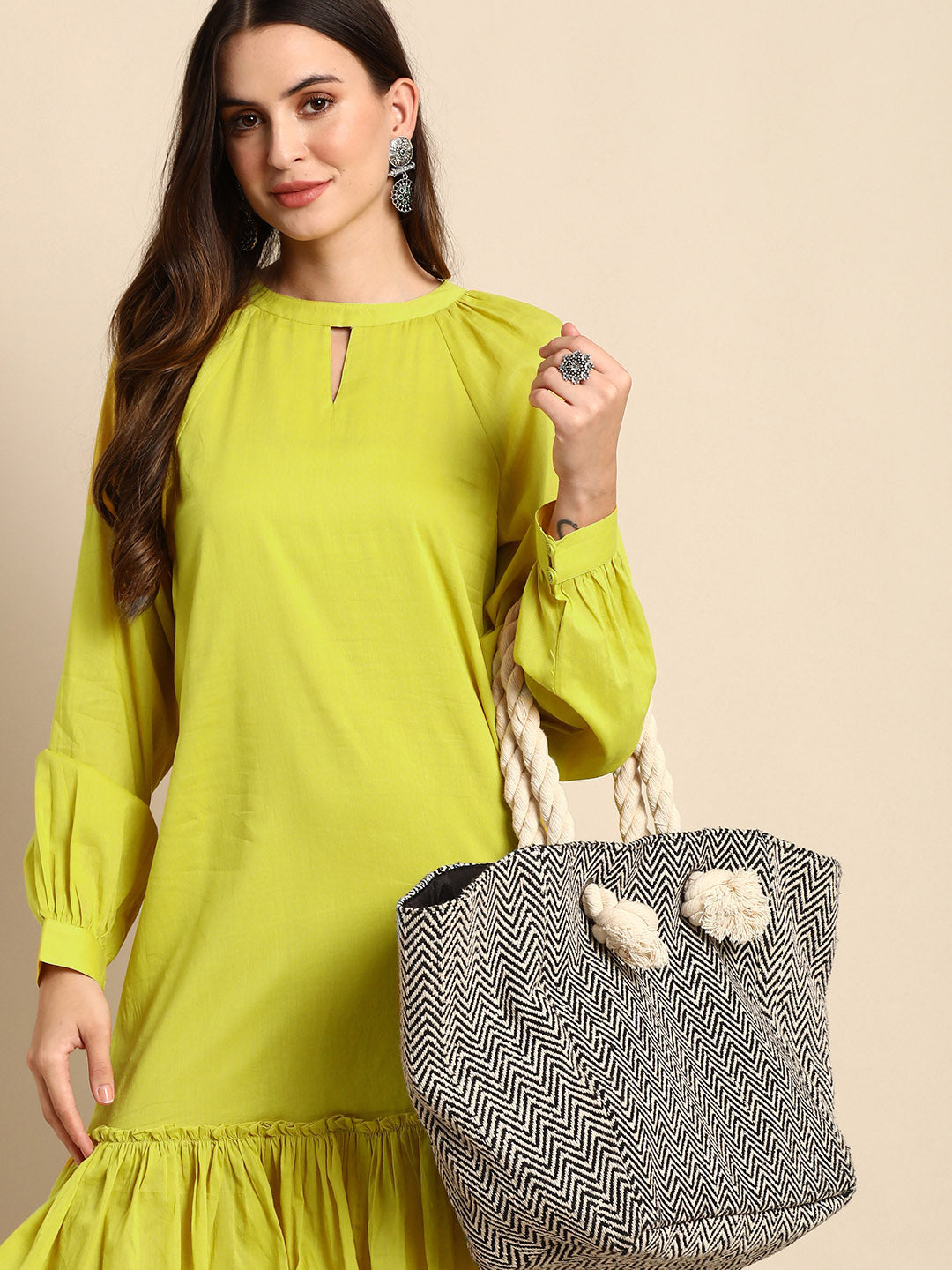 Women's Solid Mustard Cotton Dress