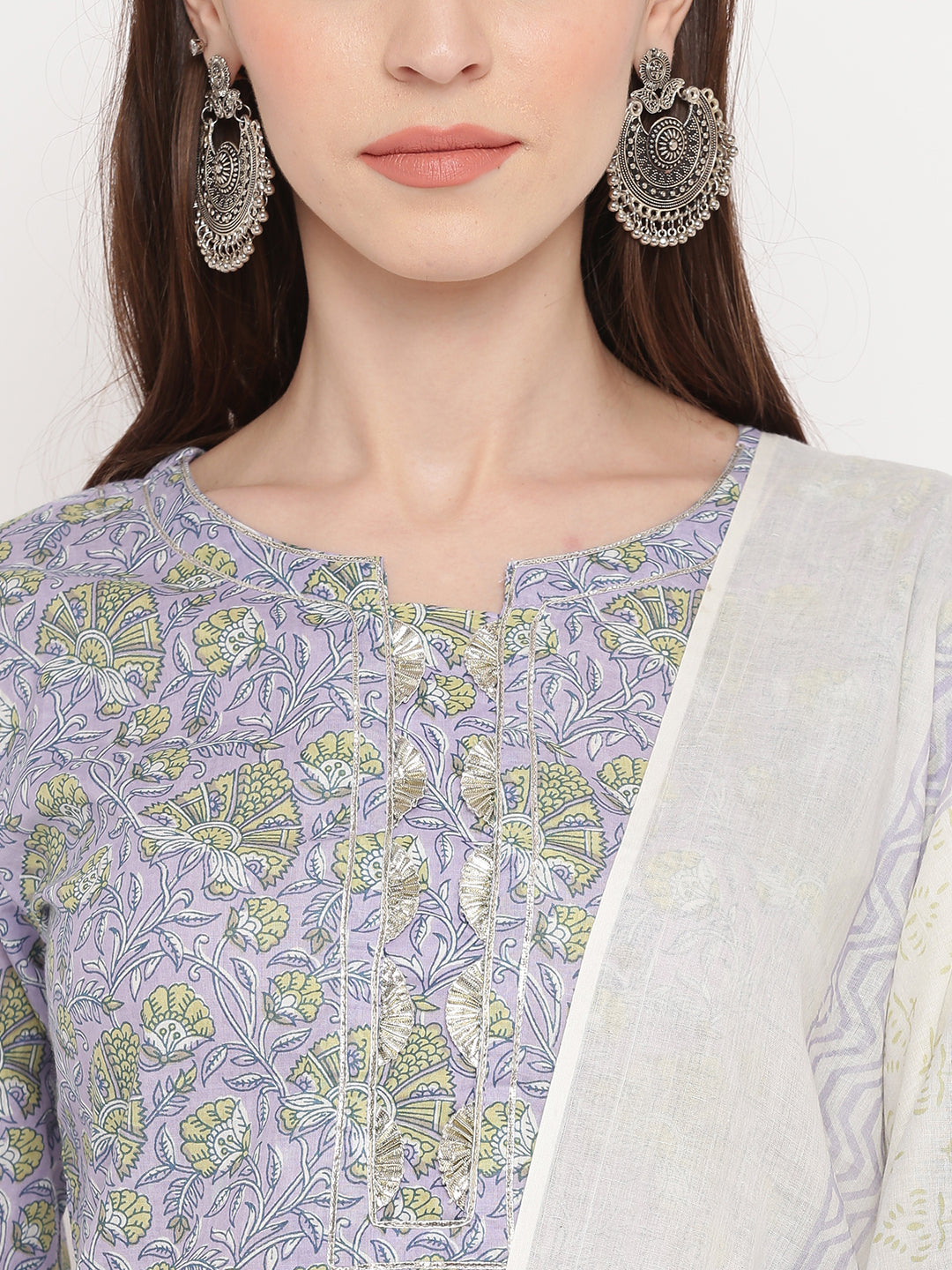 Women's Purple Printed Kurta With Palazzo & Dupatta Set By Vbuyz (S