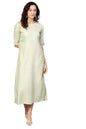 Women's Light Green Rayon Solid Half Sleeve Round Neck Dress