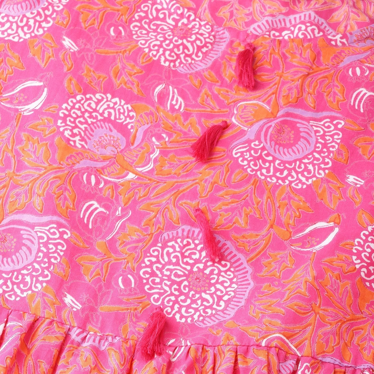 Women Pink Cotton Printed Dress by Myshka (