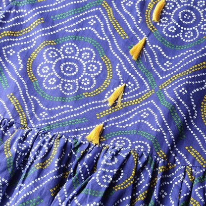 Women Navy Blue Cotton Printed Dress by Myshka (