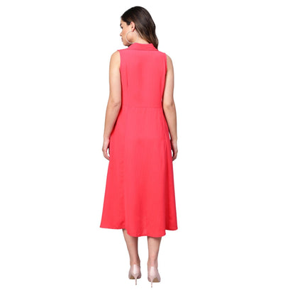 Women Pink Sleeveless Dress by Myshka (