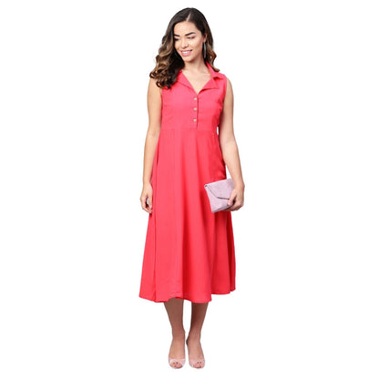 Women Pink Sleeveless Dress by Myshka (