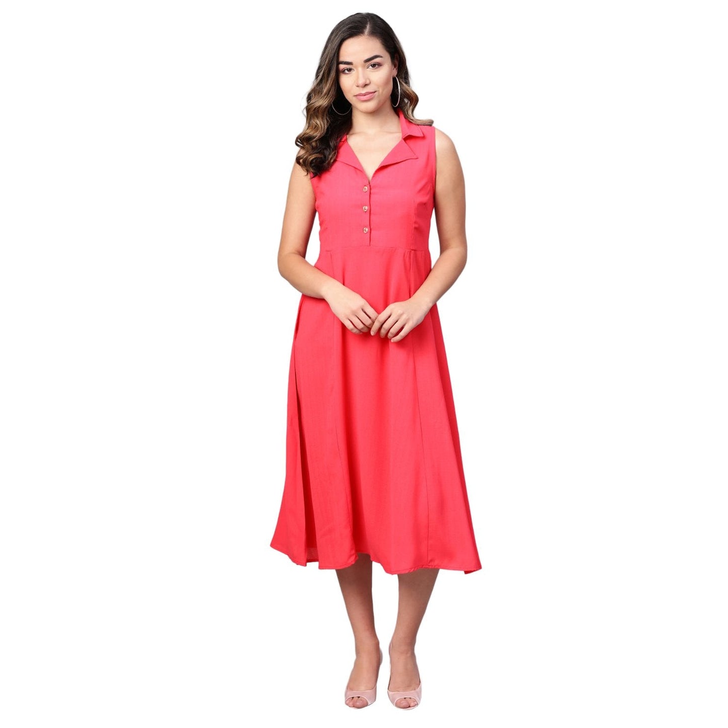 Women Pink Sleeveless Dress by Myshka (